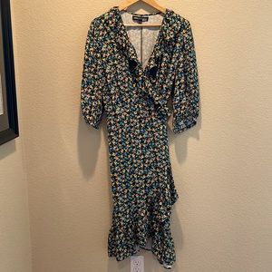 Jason Wu, bright flower colored wrap style dress, size 18